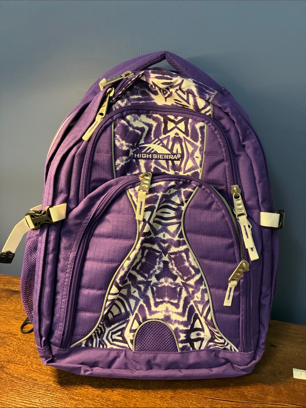 High Sierra Purple and White Pattern Backpack